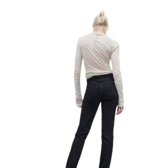 NWT Zara Black High-Rise Ankle Length Slim Jeans In Black Sz:10 - Picture 4 of 16